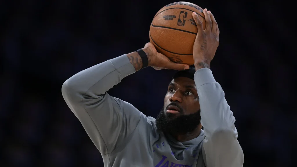 Lebron james retirement timeline speculation as LeBron James practices shooting in Lakers warmup gear